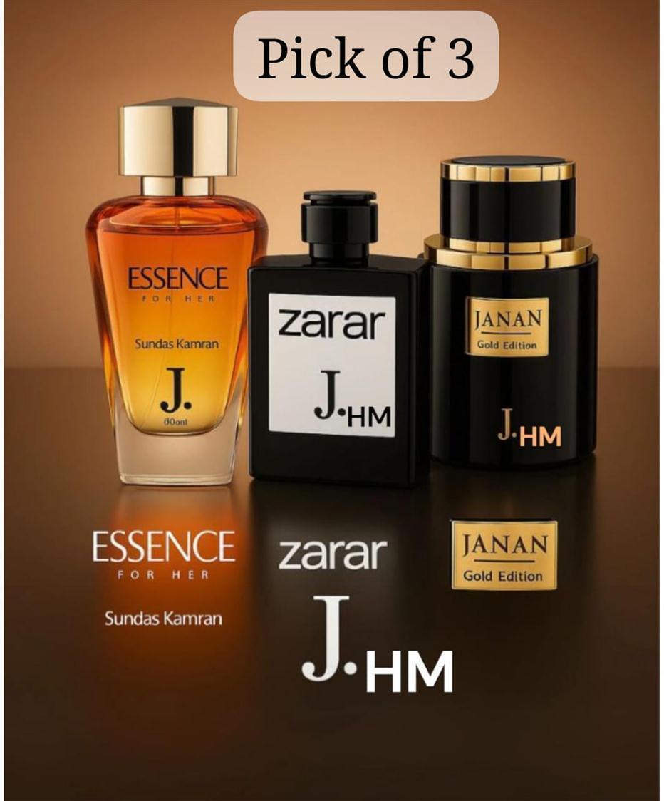 Premium Men’s Perfume Set – Janan Gold, Zarar & Essence (3-in-1 Collection)