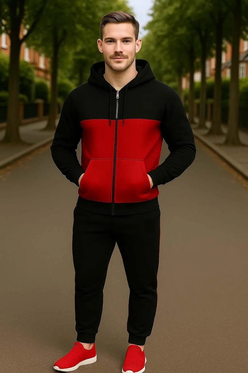 Men's Fleece Plain Zipper Track Suit