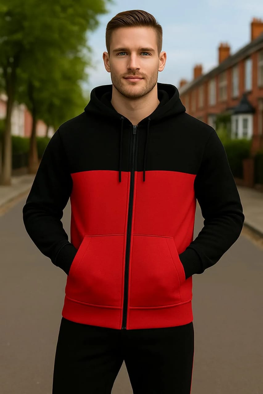 Men's Fleece Plain Zipper Track Suit