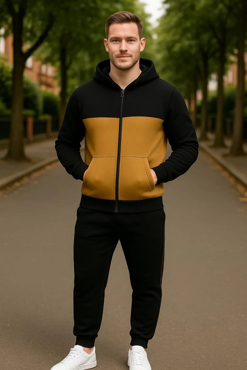 Men's Fleece Plain Zipper Track Suit